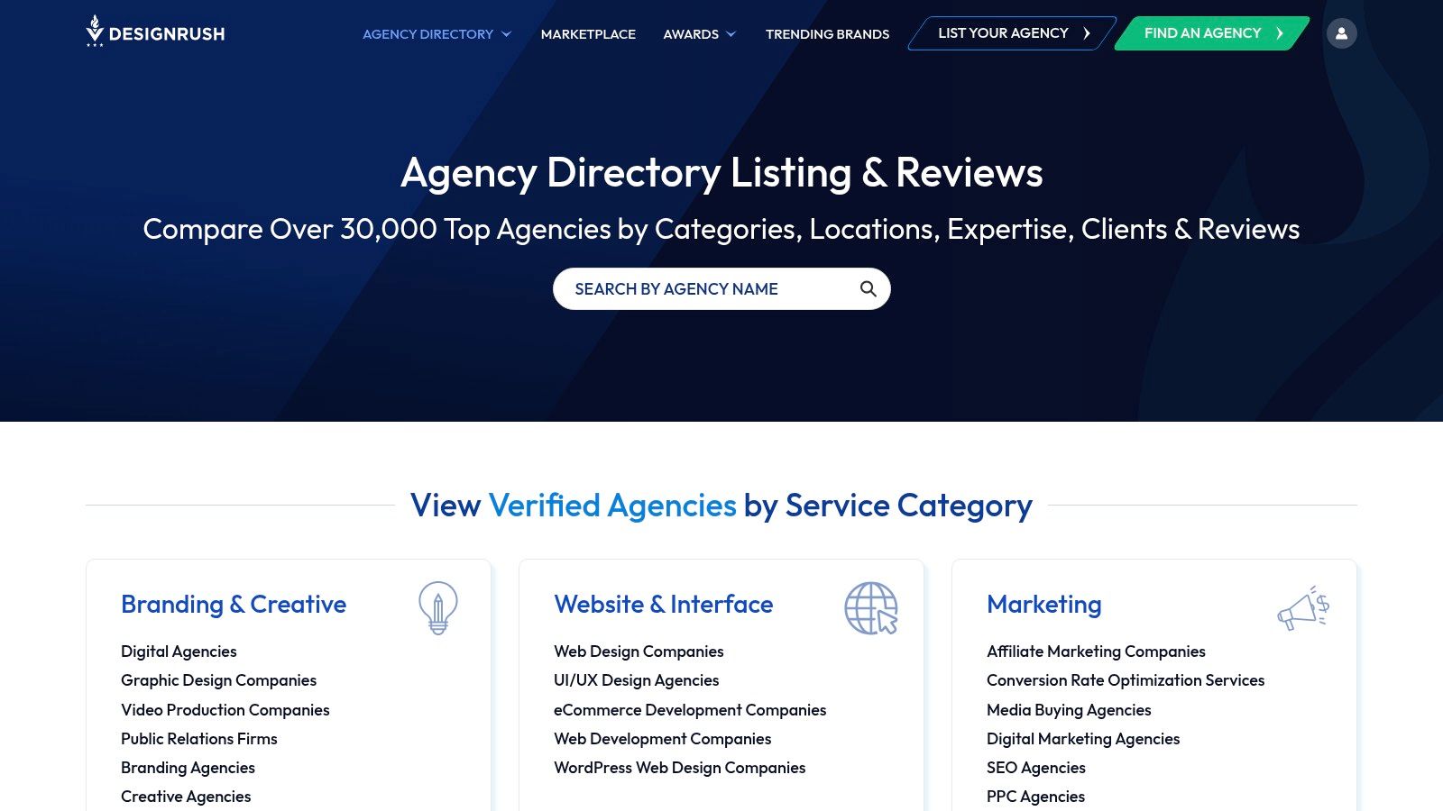 DesignRush B2B agency directory for comparing FinTech SEO agencies