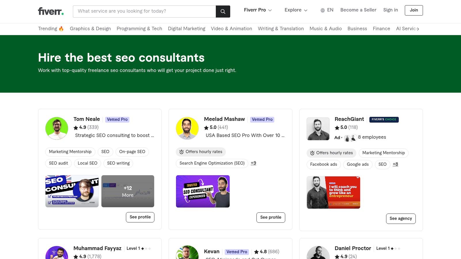 Fiverr Pro (Hire SEO Consulting)